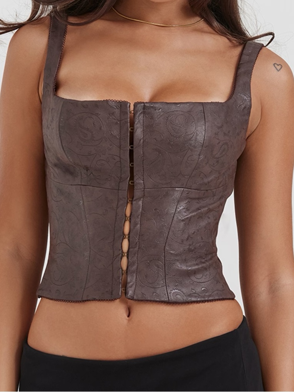 House of CB Dark Brown Faux Leather Corset